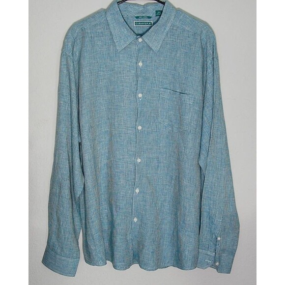 Cubavera Mens 100 Pct Linen Green Striped Long Sleeve Button Front Shirt XXL NEW - Picture 1 of 4